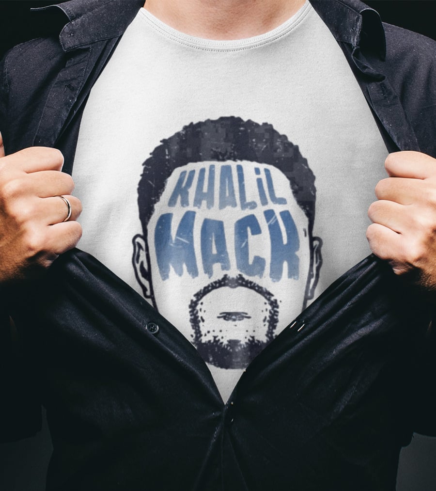 Khalil Mack Bearded Face Blue Distressed T-Shirt