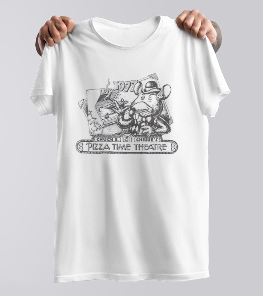 Chuck E Cheese's Pizza Time Theatre Vintage 1977 Pong Game Promo T-Shirt