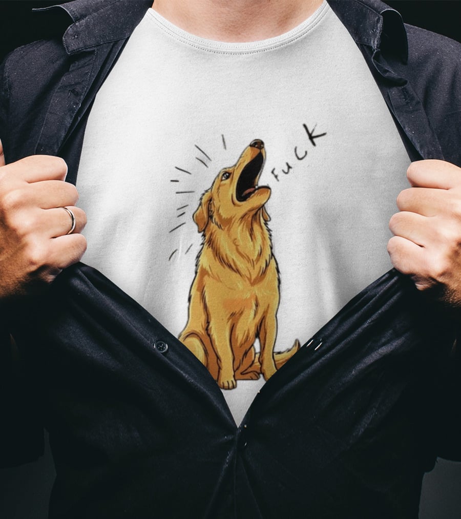 Howling Dog Saying Fuck Yellow Labrador Retriever Expression T-Shirt