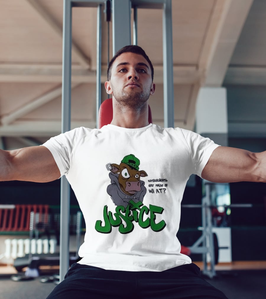 Justice Hamburgers Are Made Of What Go Vegetarian Cow T-Shirt