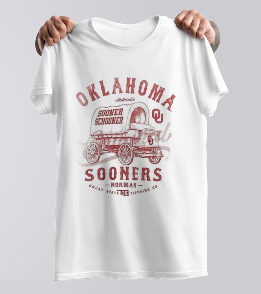 Oklahoma Sooners Norman Great State OK Clothing Co Vintage Wagon T-Shirt
