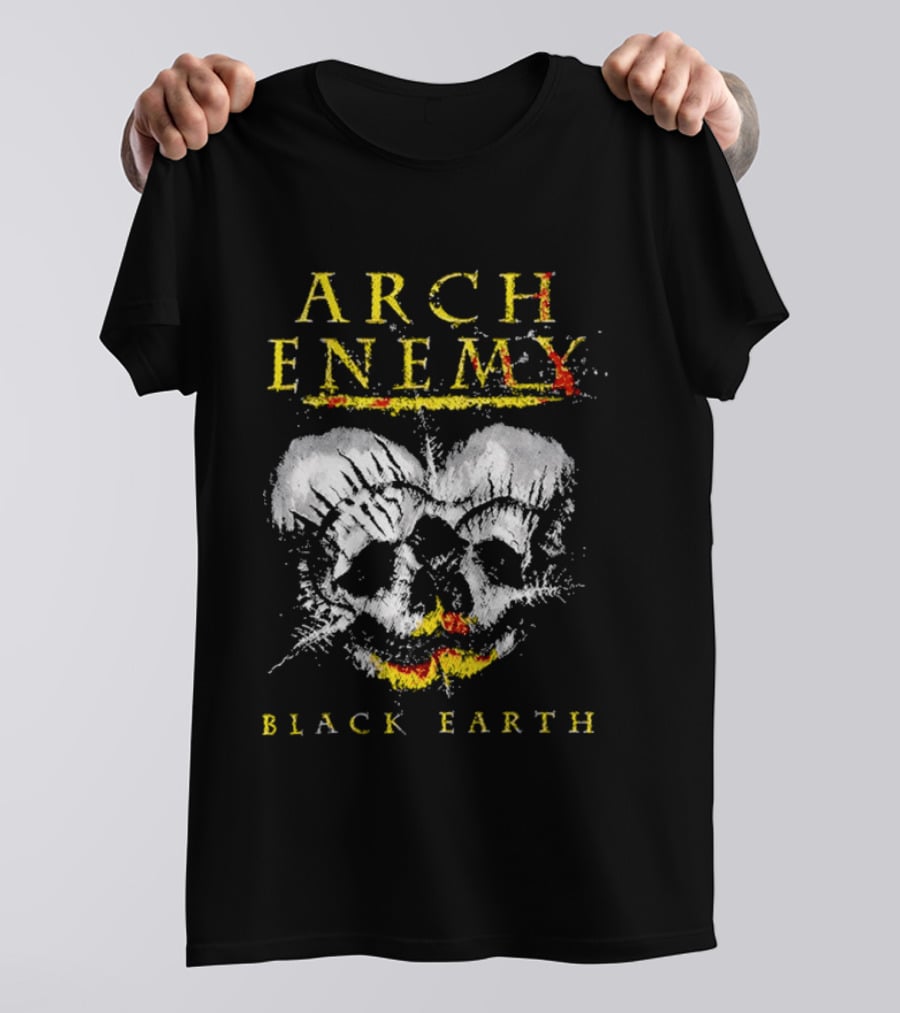 Arch Enemy Black Earth Skull Fire Gothic Heavy Metal Music T-Shirt