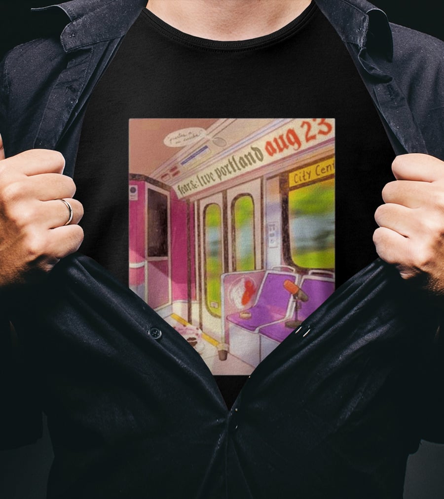Fear& Live Portland Aug 23 Subway Scene With City Center Graffiti And Microphone T-Shirt