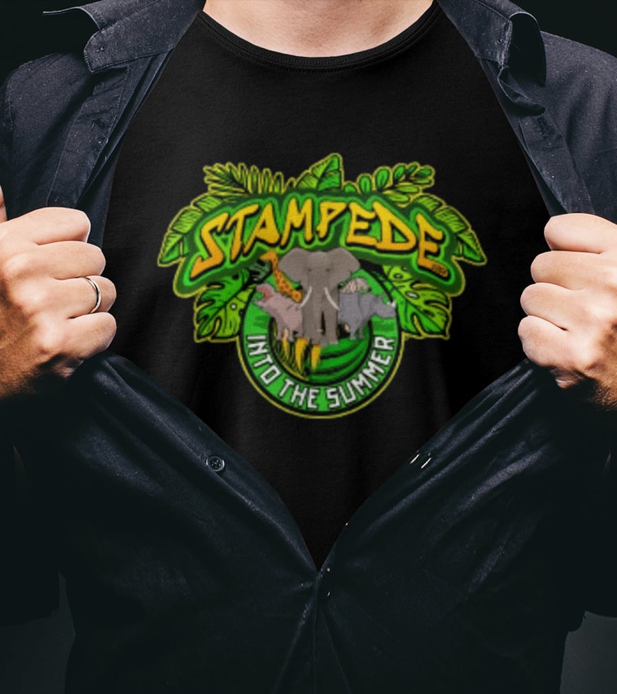 Stampede Into The Summer Elephant Giraffe Hippo Tropical 2026 T-Shirt