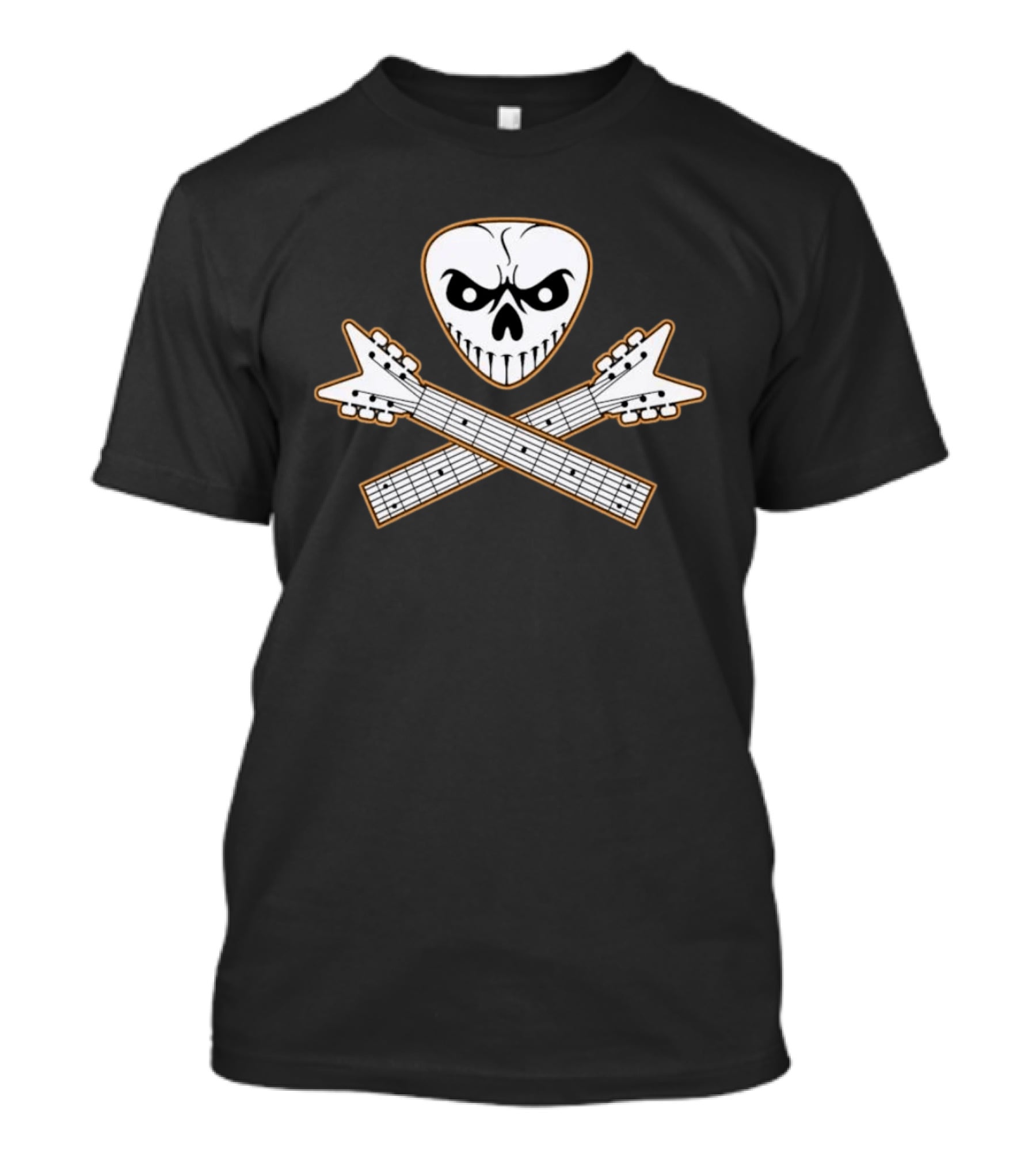 Guitar Pick Skull Crossed Guitars Rock Metal Music T-Shirt