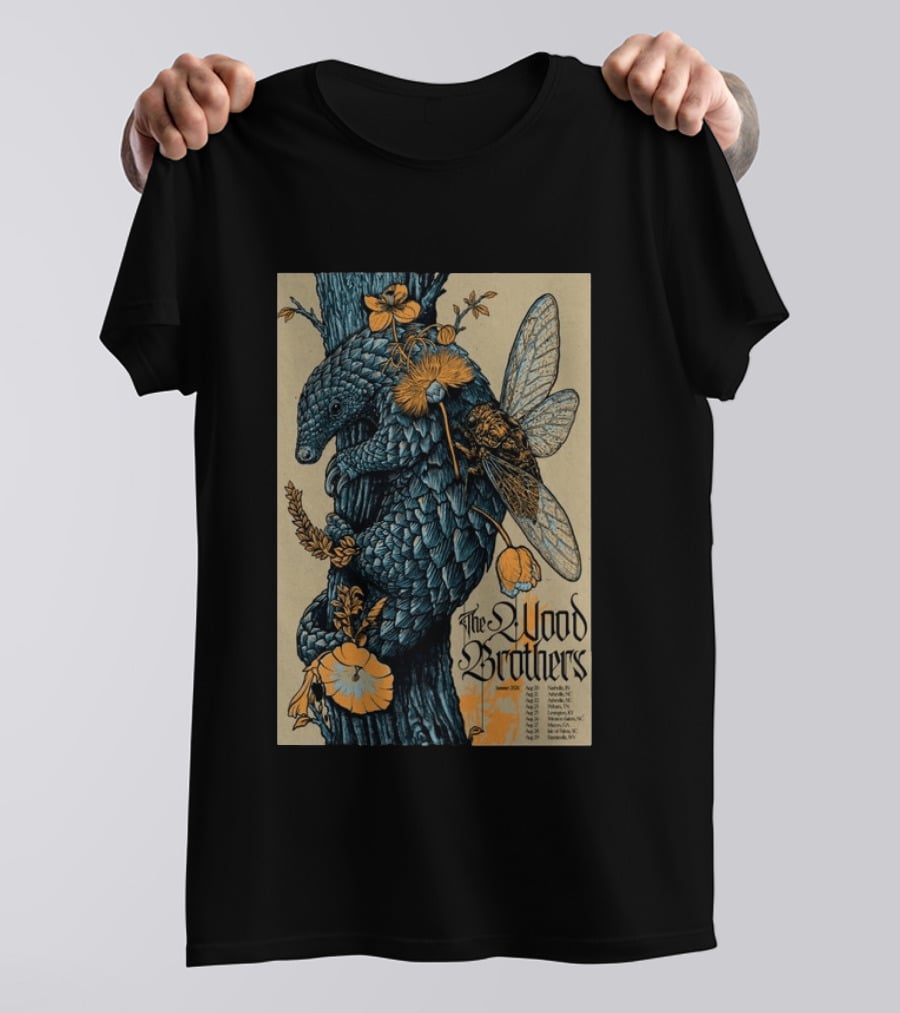 The Wood Brothers August 20 2026 Nashville TN Tour Pangolin And Cicada T-Shirt