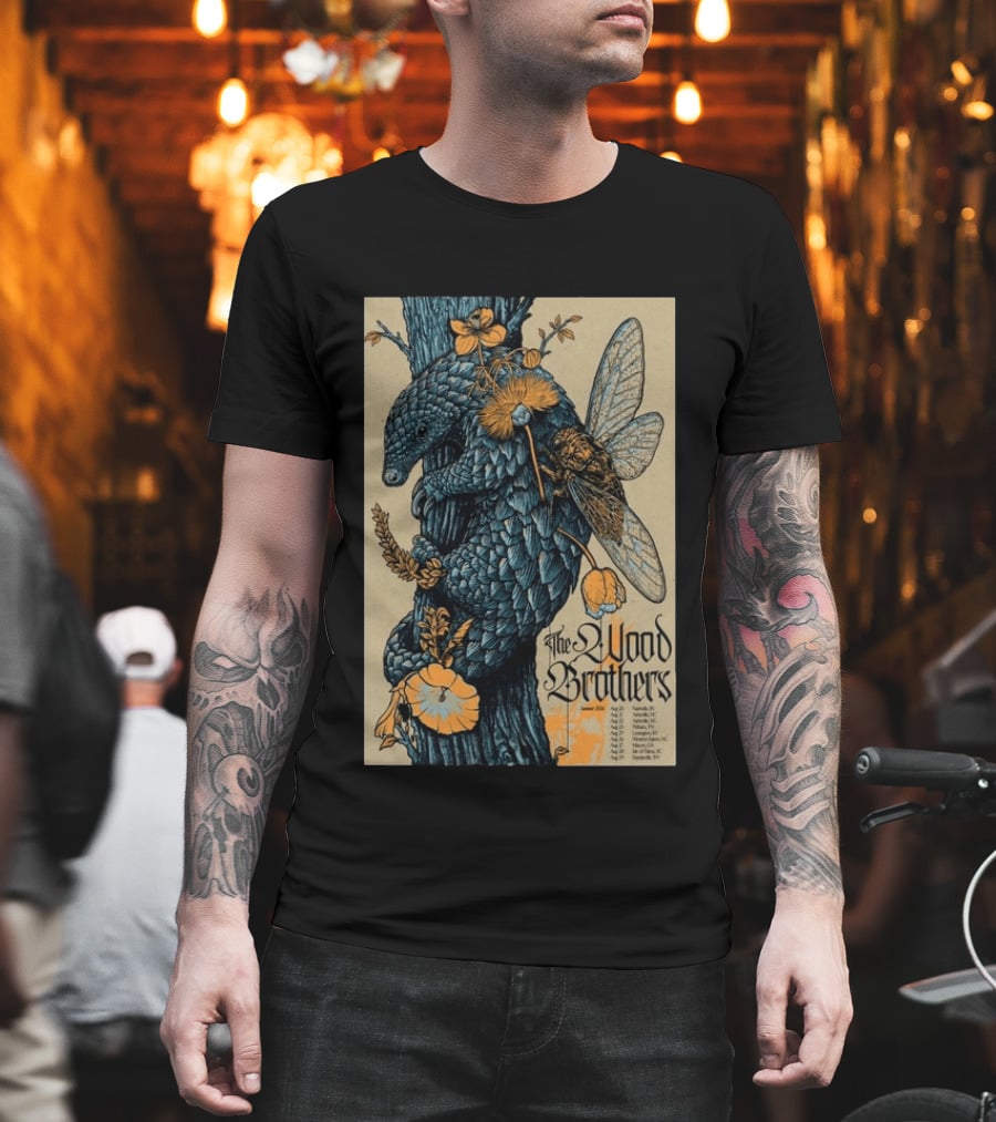 The Wood Brothers August 20 2026 Nashville TN Tour Pangolin And Cicada T-Shirt