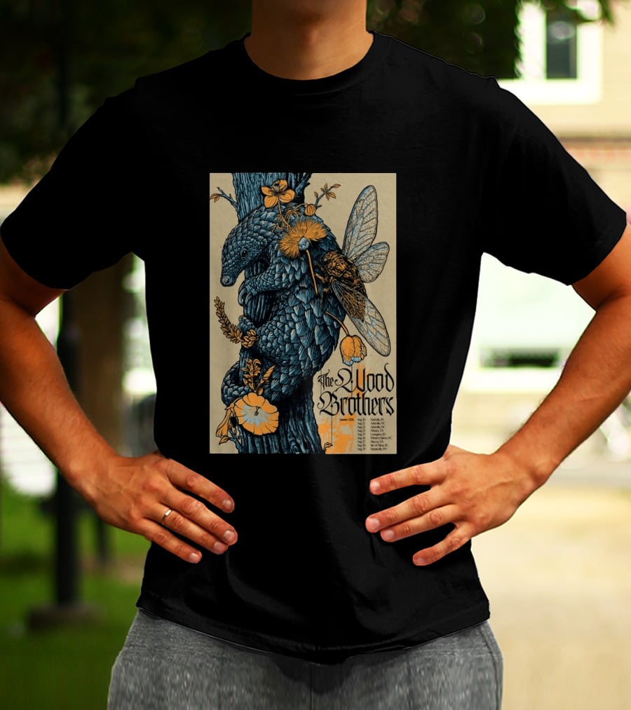 The Wood Brothers August 20 2026 Nashville TN Tour Pangolin And Cicada T-Shirt