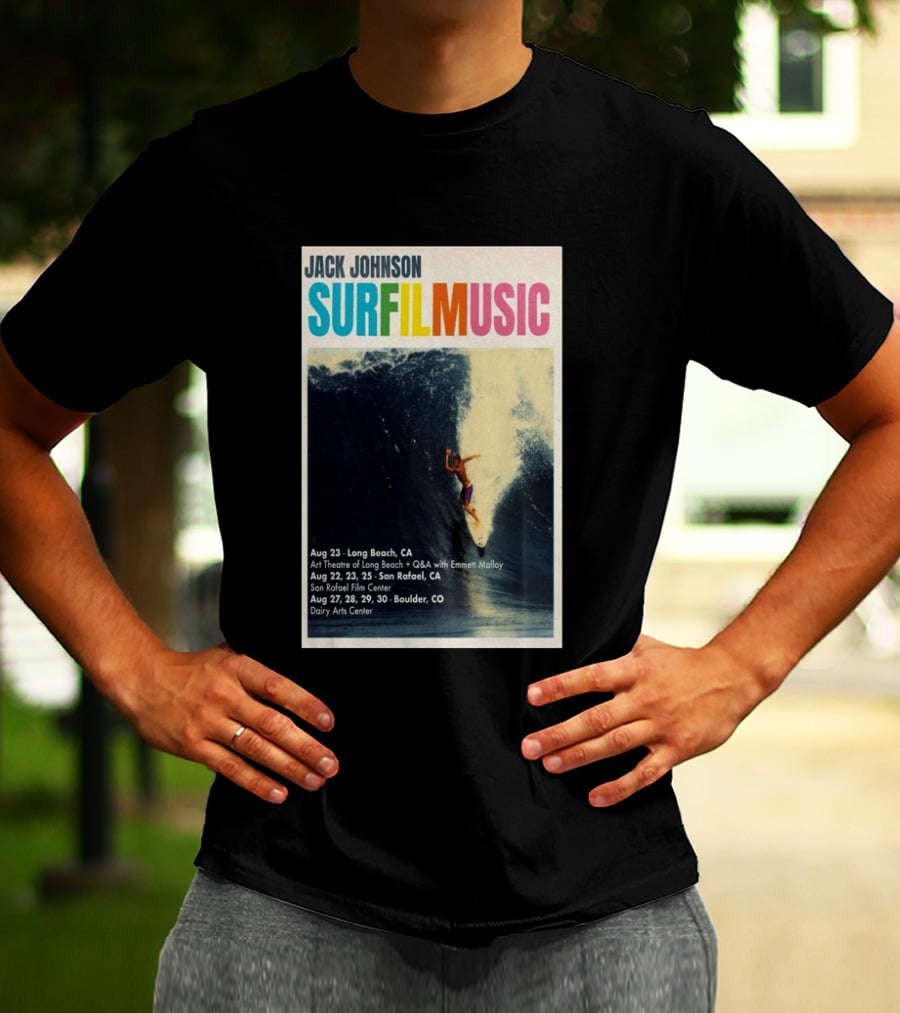 Jack Johnson Surf Film Music Tour Long Beach San Rafael Boulder August 2026 Events T-Shirt