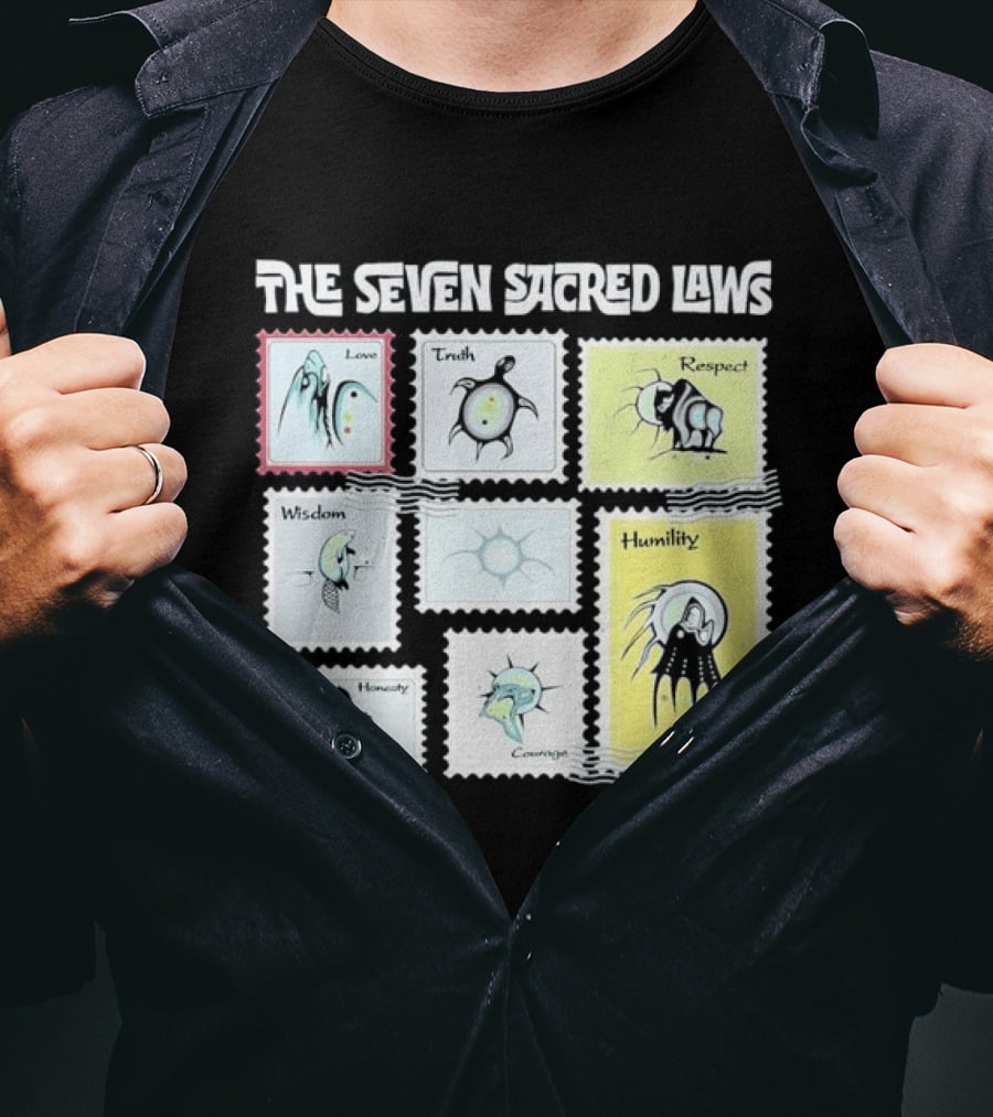 Native American The Seven Sacred Laws Love Truth Respect Wisdom Humility Honesty Courage T-Shirt