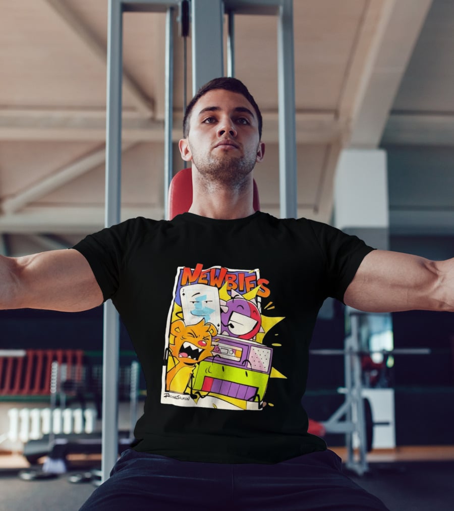 Newbies RaidingSalmon Cartoon Boombox And Cards Explosion T-Shirt