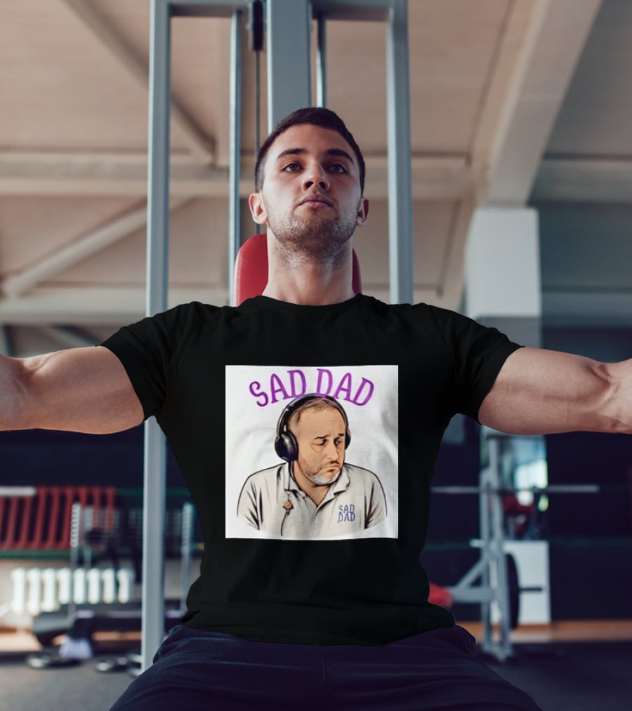 Sad Dad Headphones Fatherhood Parenting Mood T-Shirt