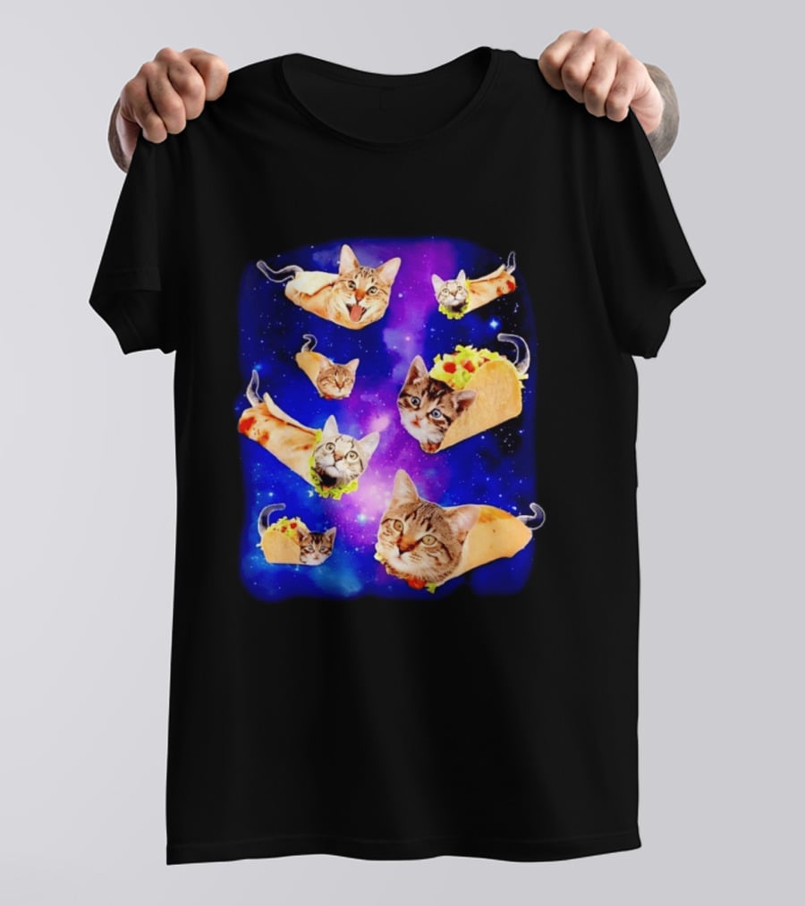 Cats In Space With Tacos And Burritos Taco Cat Cosmic Adventure T-Shirt