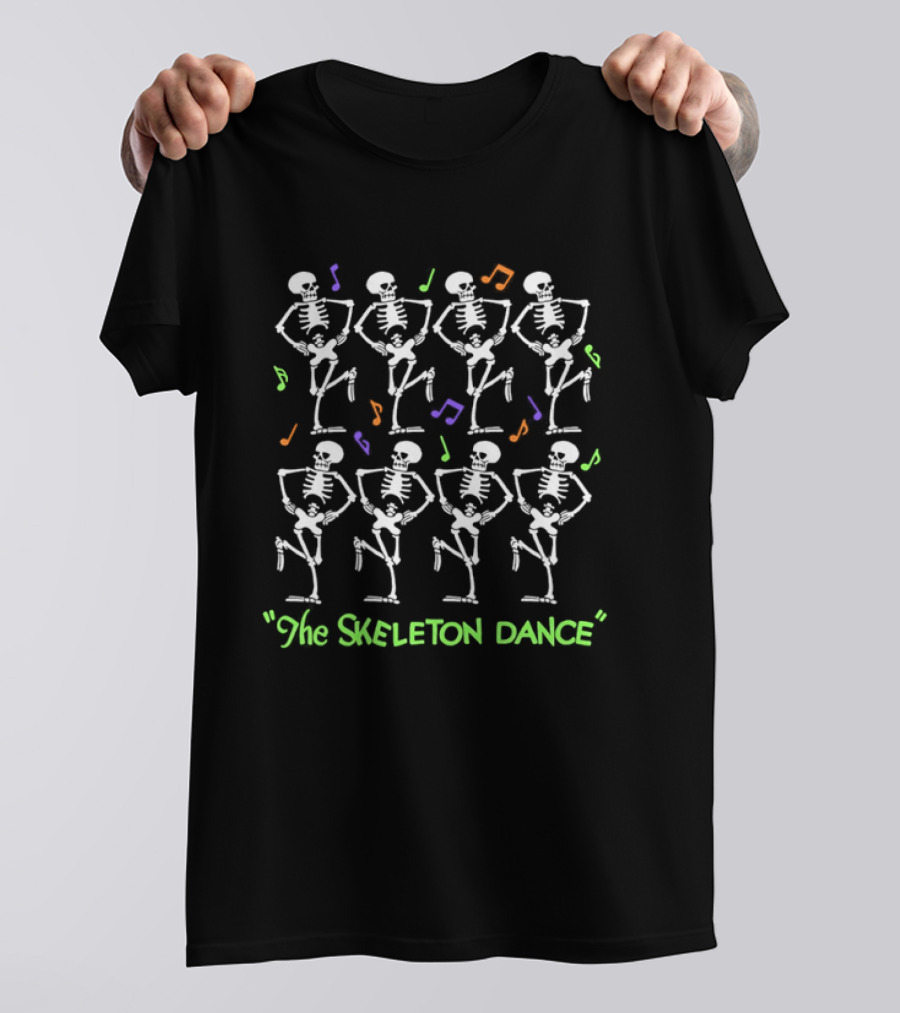 Dancing Skeletons Cartoon The Skeleton Dance Music Notes T-Shirt