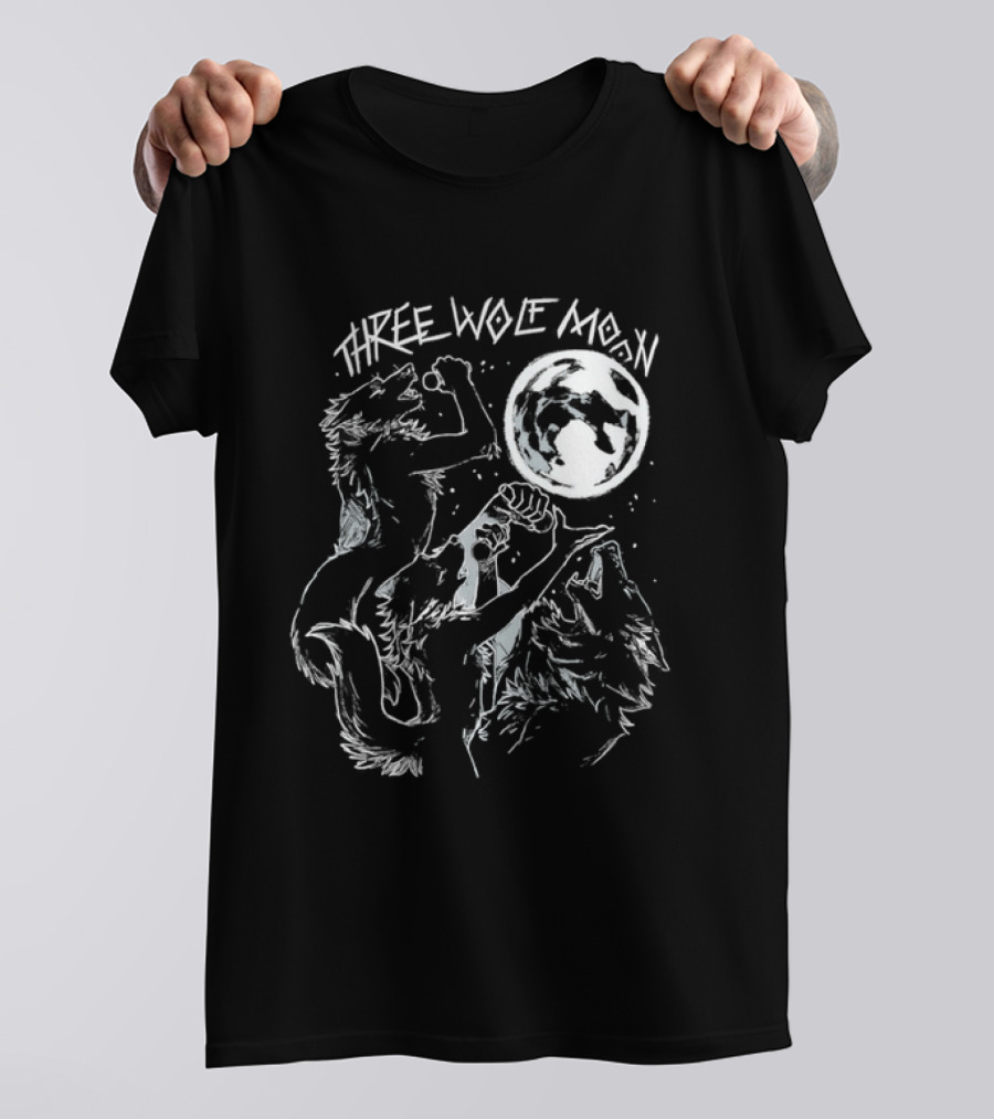 Three Wolf Moon Singing Wolves Howling Meme Moon Phases T-Shirt