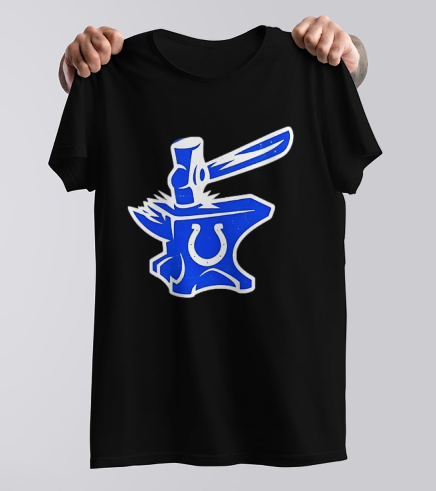 Indianapolis Colts Anvil Hammer Icon With Team Horseshoe T-Shirt