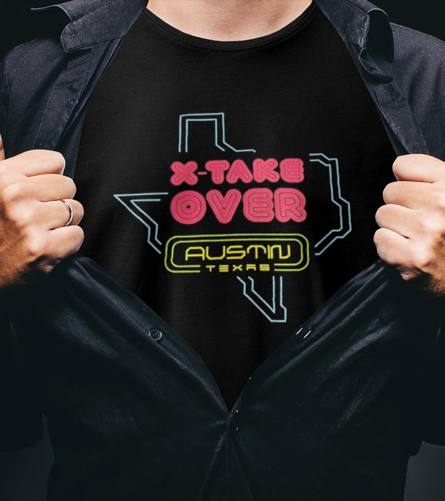 X Take Over Austin Texas Cybertruck Tesla Neon Map T-Shirt