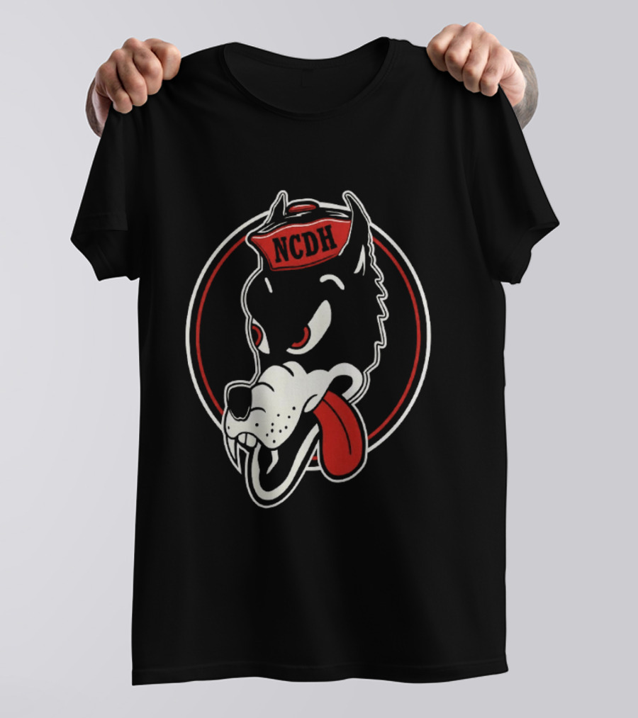 NCDH Wolf Cartoon Red Circle T-Shirt