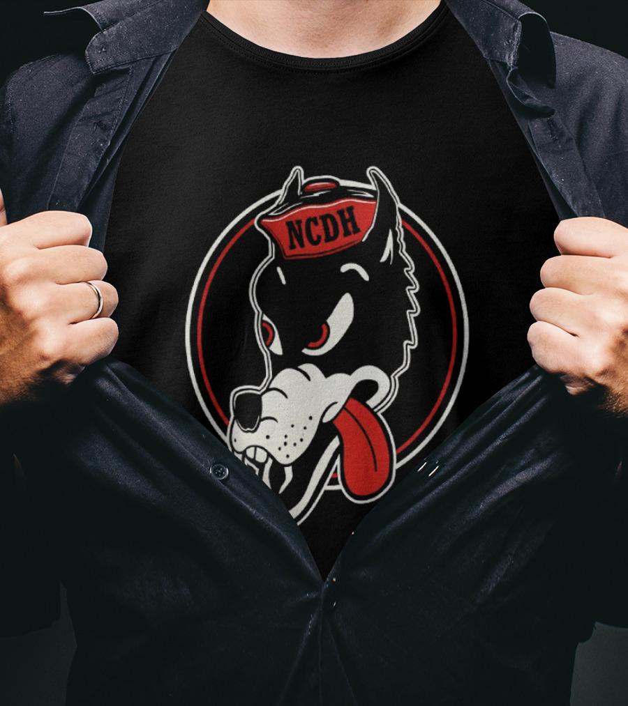 NCDH Wolf Cartoon Red Circle T-Shirt