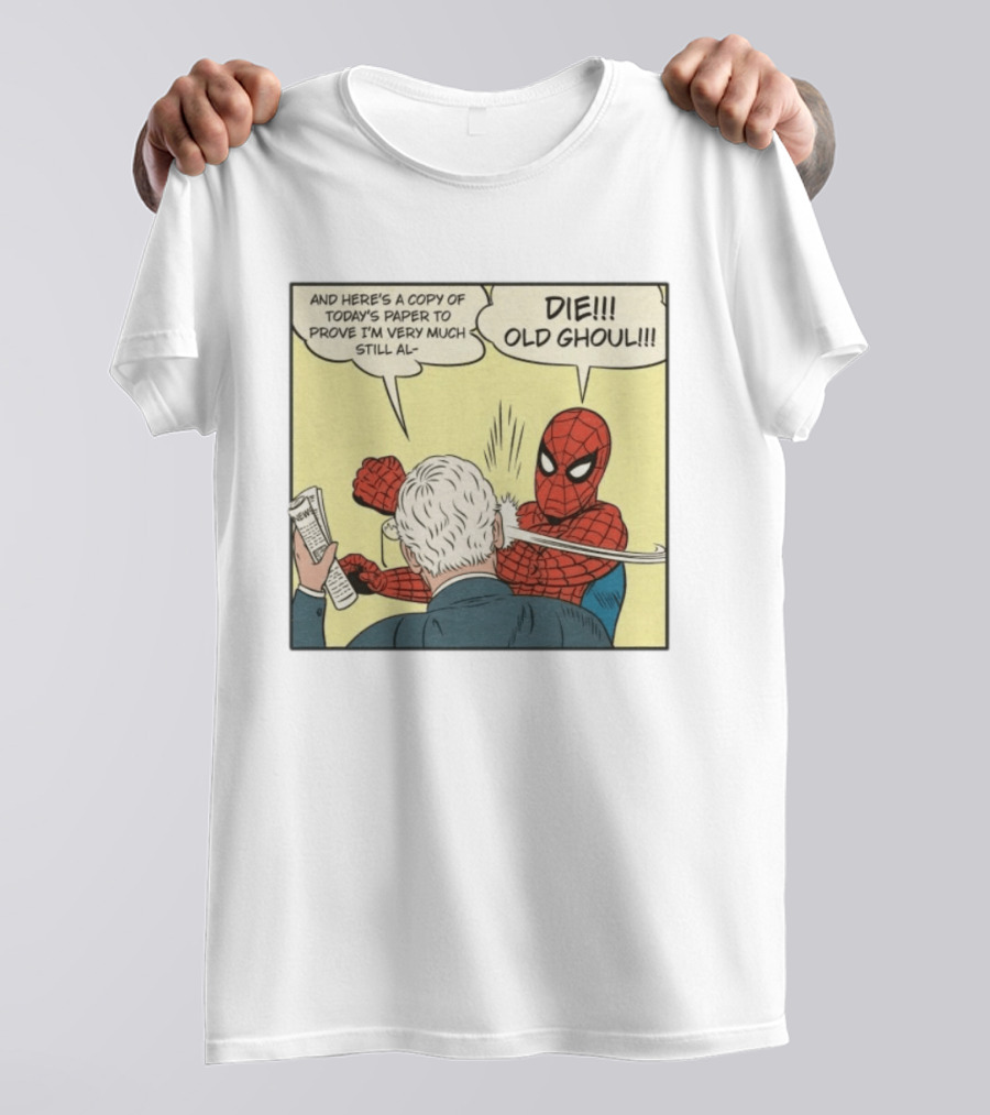 Spider Man Punching Mitch McConnell Die Old Ghoul Comic Meme T-Shirt