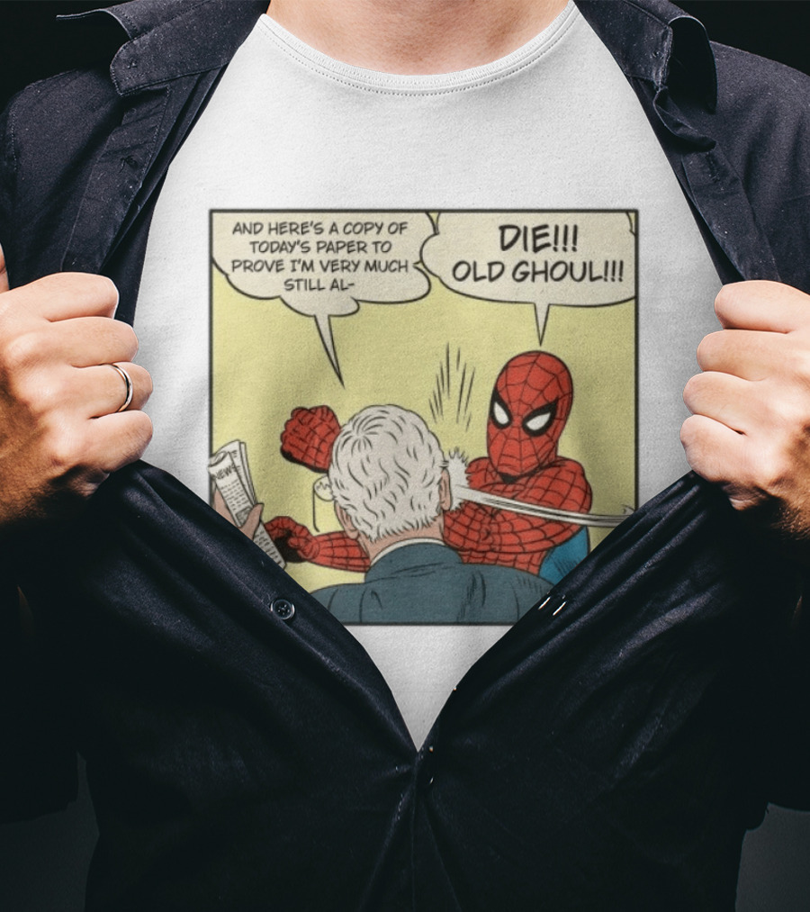 Spider Man Punching Mitch McConnell Die Old Ghoul Comic Meme T-Shirt