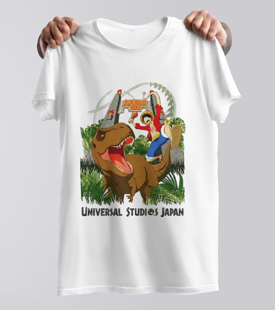 Universal Studios Japan One Piece Jurassic Park Luffy Riding Rex T-Shirt