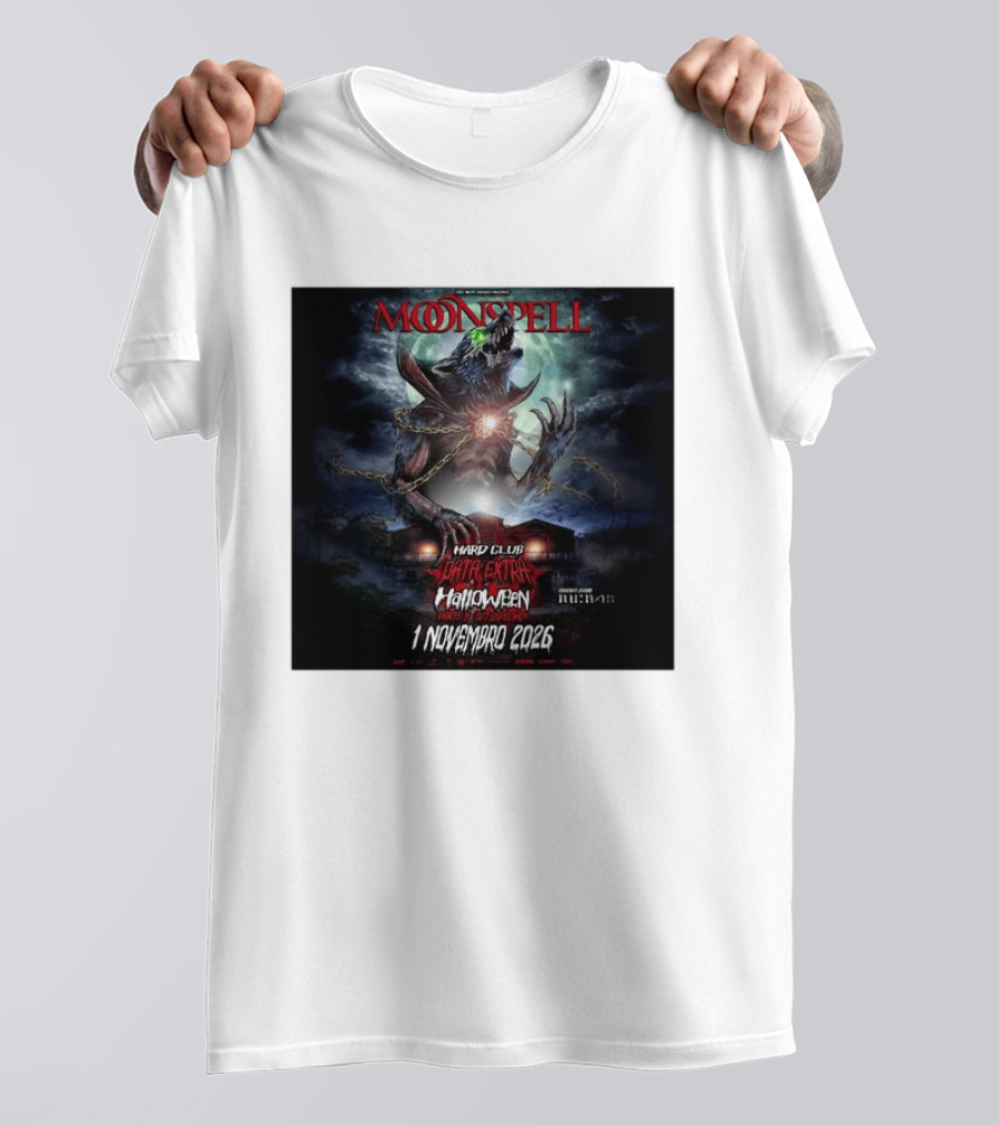 Moonspell Hard Club Data Extra 1 Novembro 2026 Halloween Concerto Especial Porto T-Shirt