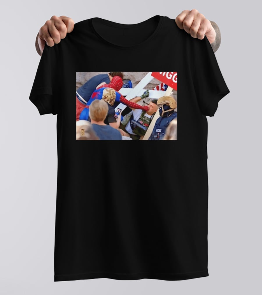 Spider Man Confrontation With Agent Superhero T-Shirt
