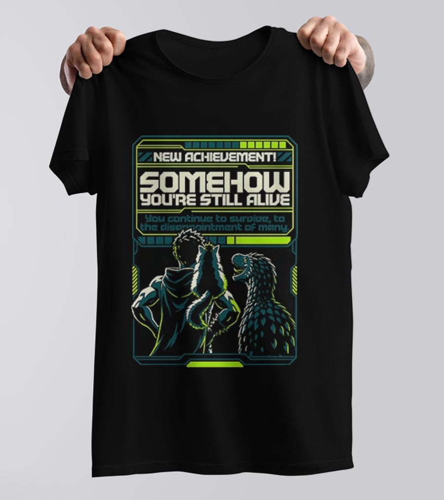 Survivor With Raptor And Fox Somehow You Are Still Alive Video Game Gamer T-Shirt