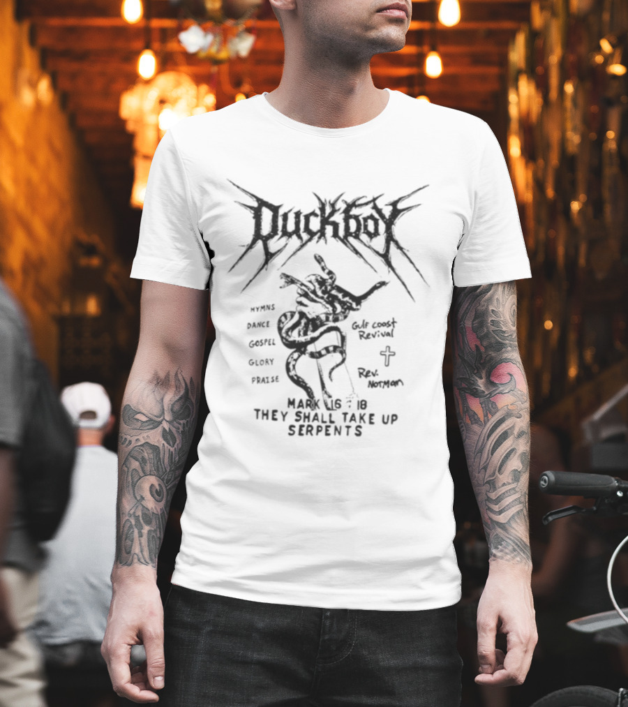 G59 Records Store Duckboy Luke 10 19 They Shall Take Up Serpents T-Shirt