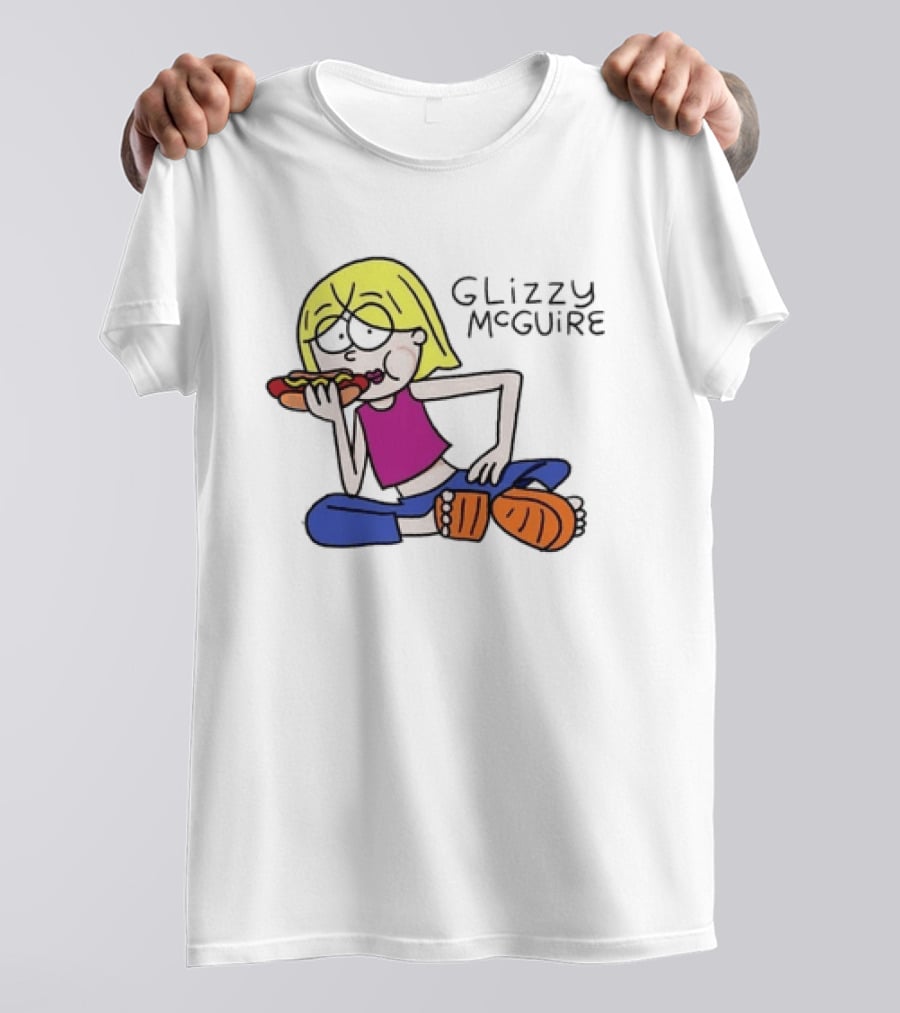 Glizzy McGuire Cartoon Character Eating Hot Dog T-Shirt