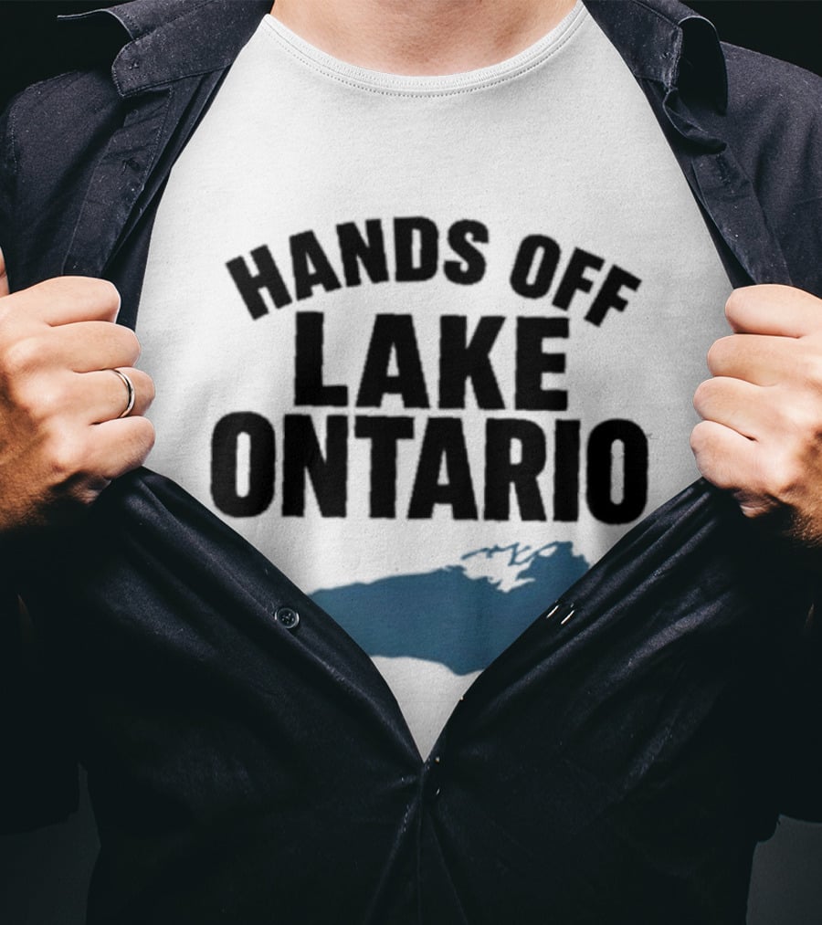 Hands Off Lake Ontario Blue Map T-Shirt