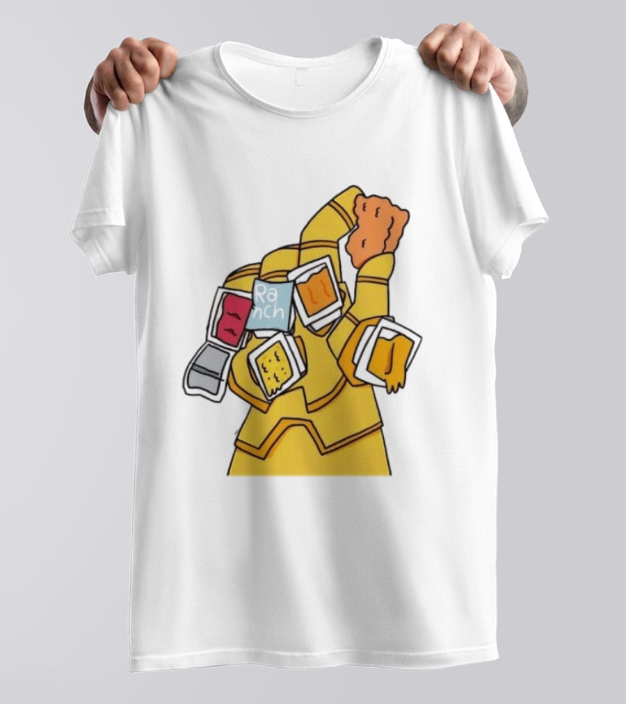 Infinity Gauntlet With Chicken Nugget And Sauce Containers Meme T-Shirt