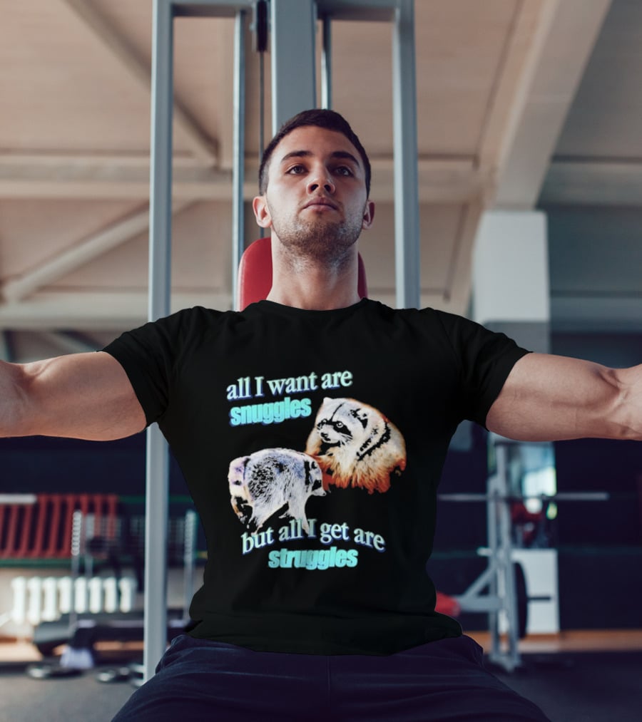 All I Want Are Snuggles But All I Get Are Struggles Raccoon T-Shirt