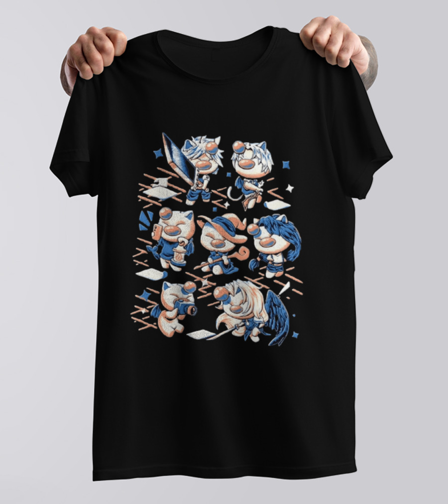Final Fantasy VII Moogle Characters Cloud Tifa Aerith Sephiroth Cast T-Shirt