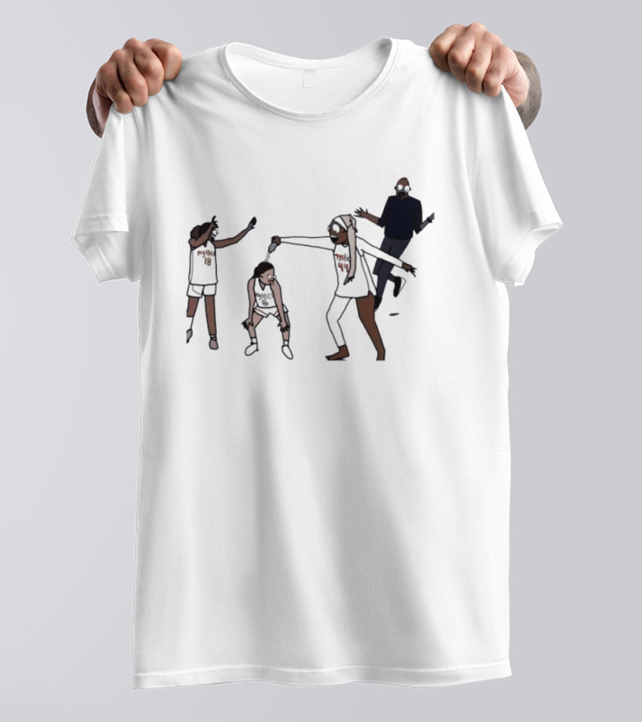 Washington Mystics Locker Room Champion Celebration Scene Animated Players T-Shirt