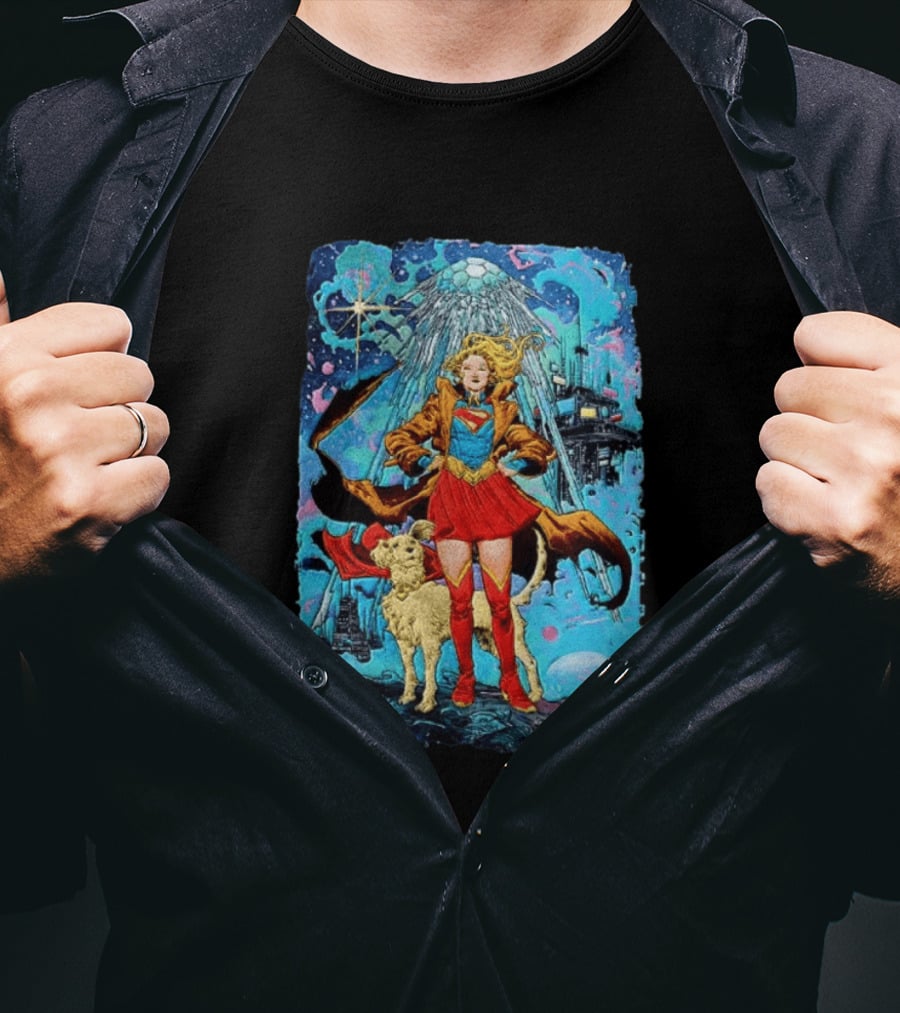 Supergirl And Krypto DC Comics Sci Fi City Adventure T-Shirt