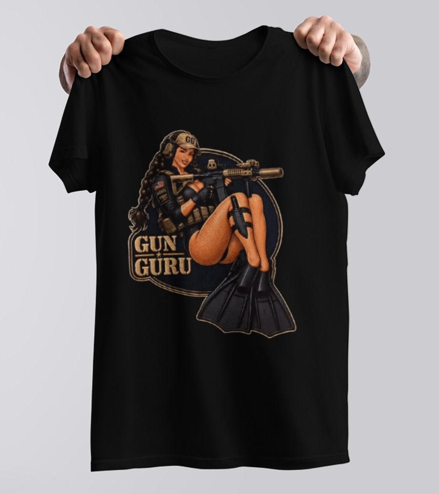 Trained Equipped Gun Guru Pinup Always Ready To Get A Little Wet T-Shirt