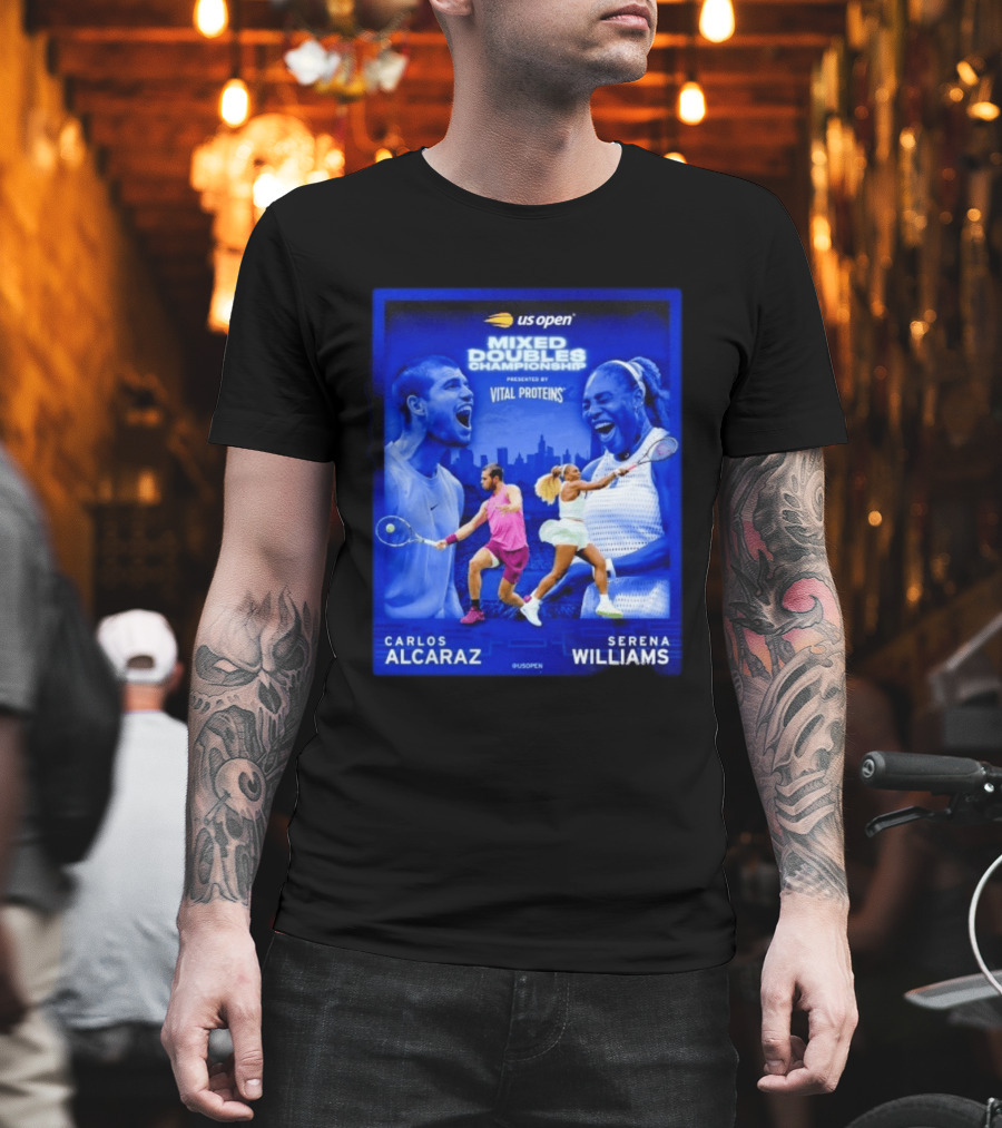 US Open Mixed Doubles Championship Carlos Alcaraz Serena Williams Vital Proteins T-Shirt