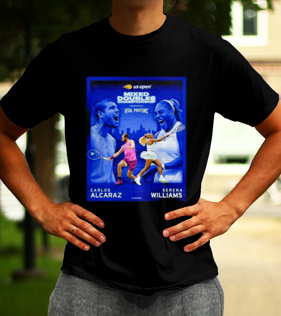 US Open Mixed Doubles Championship Carlos Alcaraz Serena Williams Vital Proteins T-Shirt
