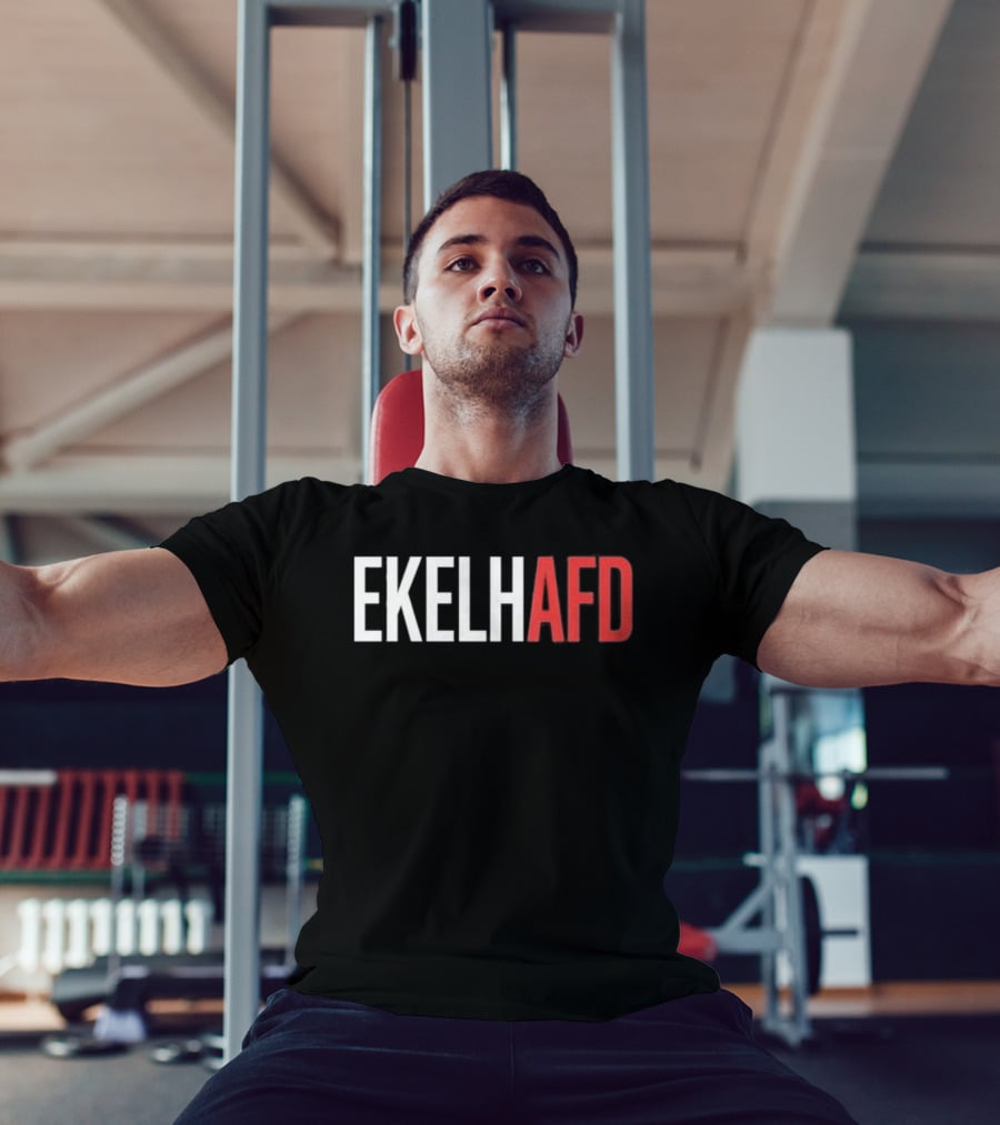 EKELHAFD Anti Far Right Statement Text Red White Contrast T-Shirt