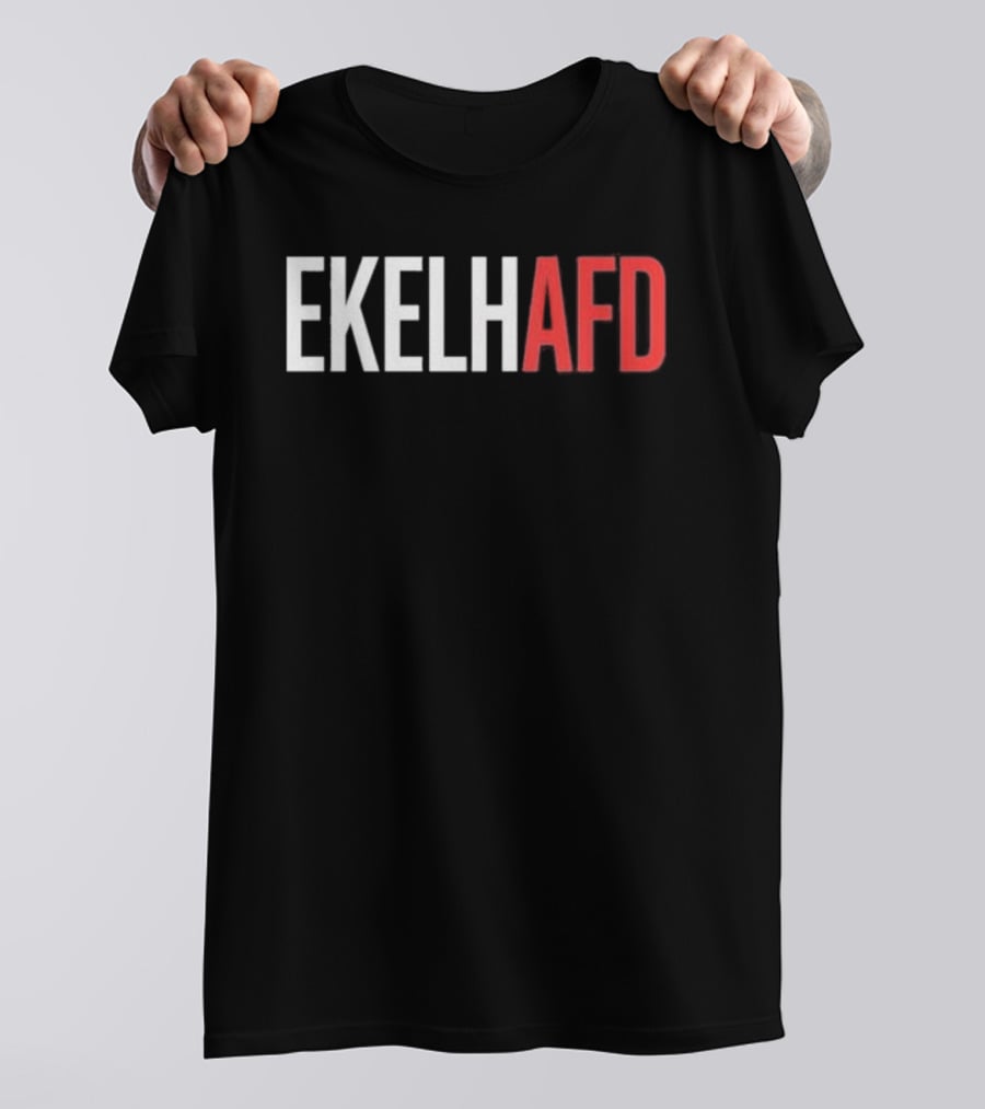 EKELHAFD Anti Far Right Statement Text Red White Contrast T-Shirt