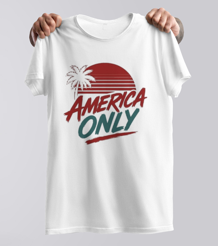 America Only Tropical Sunset Palm Tree T-Shirt