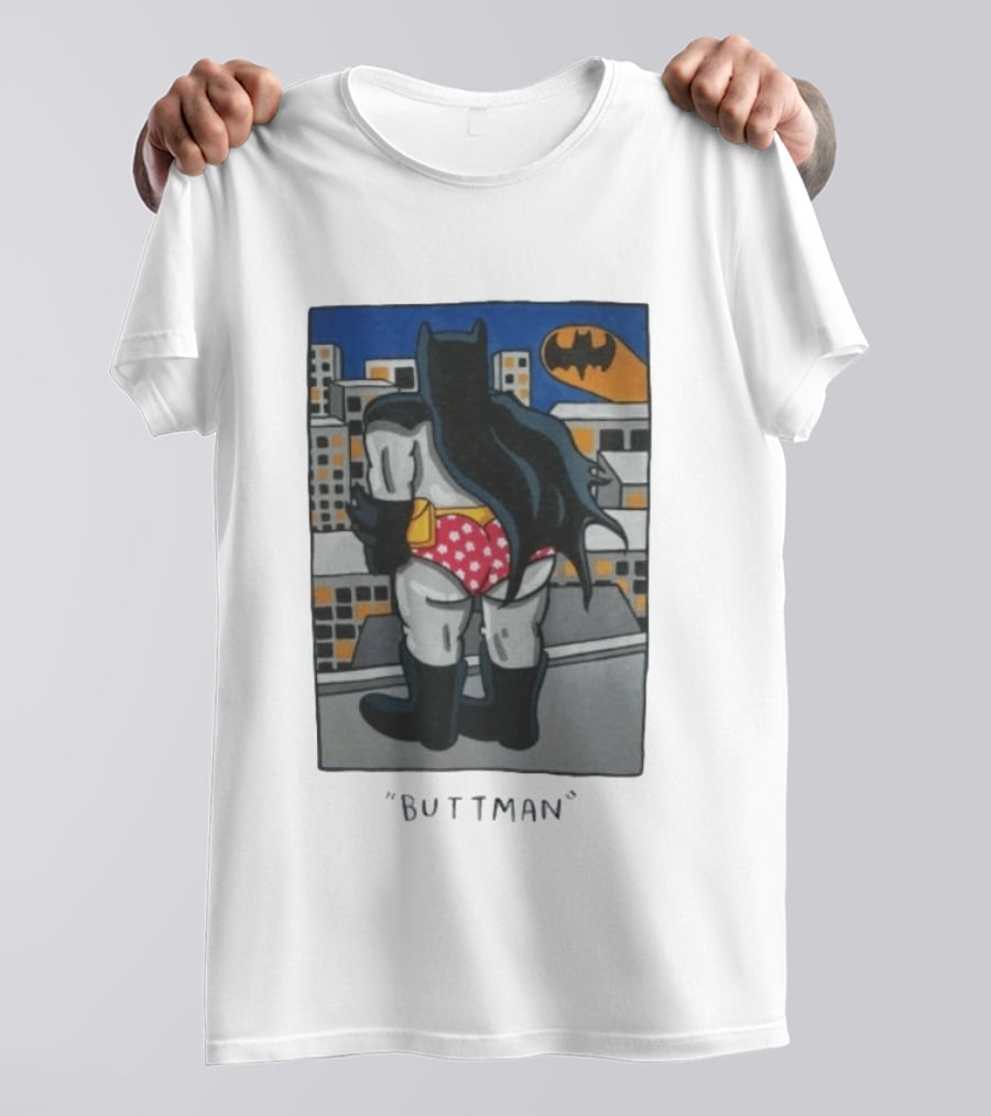 Buttman Batman Superhero Comedy Humor Retro Pop T-Shirt