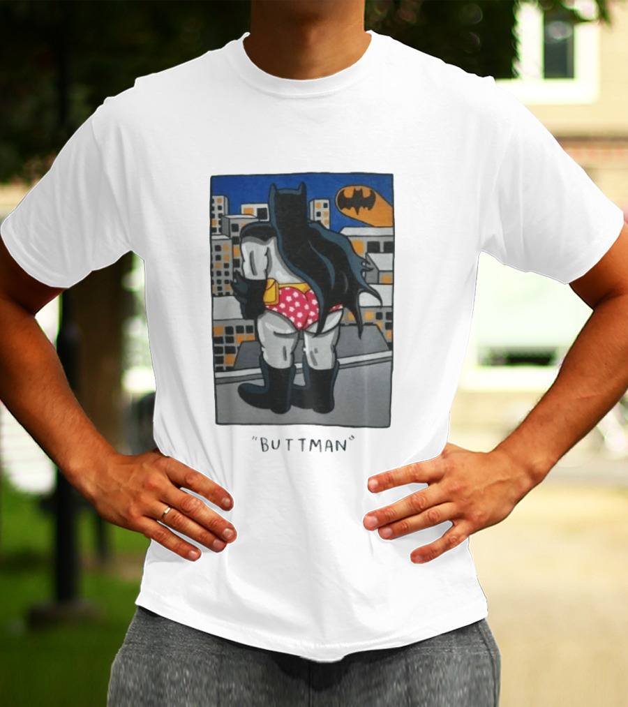 Buttman Batman Superhero Comedy Humor Retro Pop T-Shirt