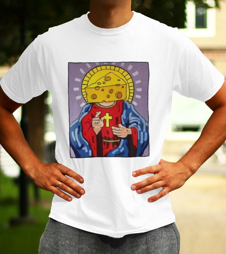 Cheesus Cheese Head Religious Pun Jesus T-Shirt