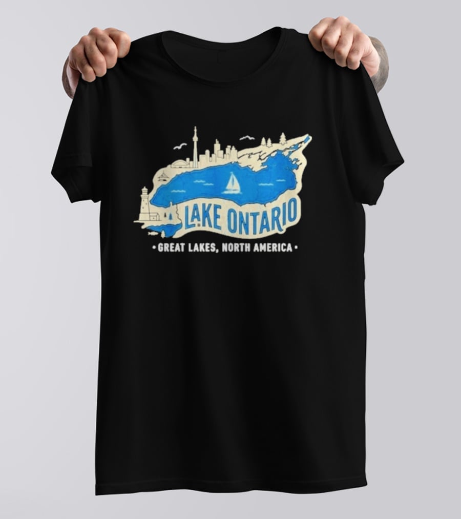 Lake Ontario Skyline Map Great Lakes North America T-Shirt