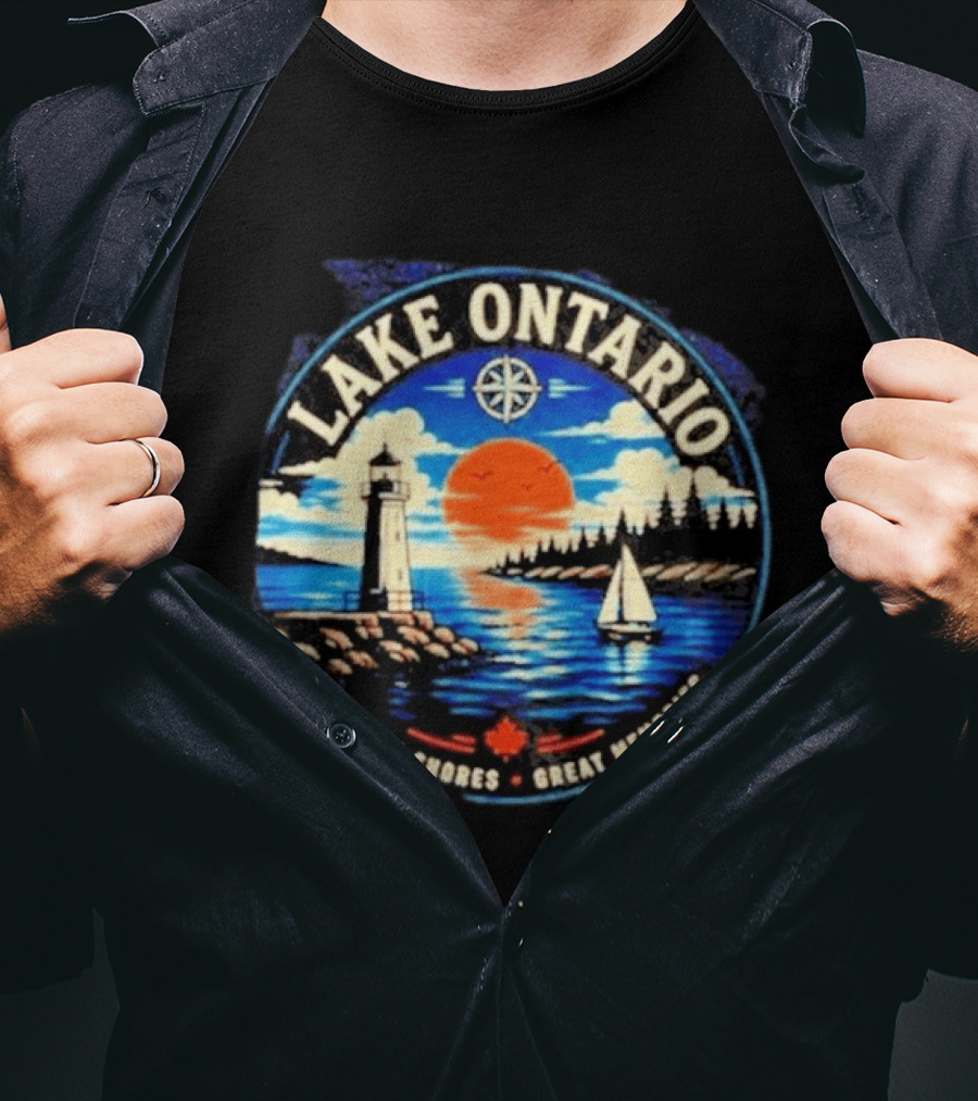 Lake Ontario Lighthouse Sunset Northern Shores Great Memories T-Shirt