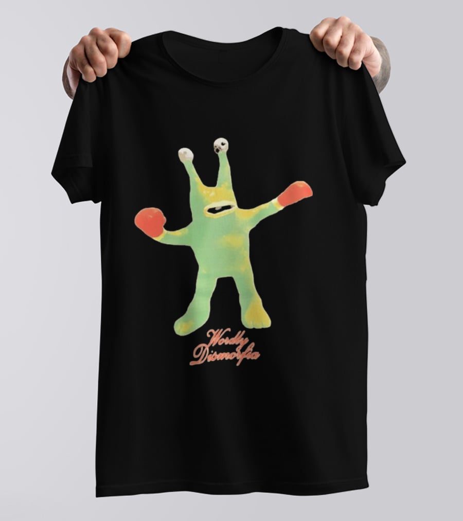 Wordly Dismorfia Boxing Alien Creature With Red Boxing Gloves T-Shirt