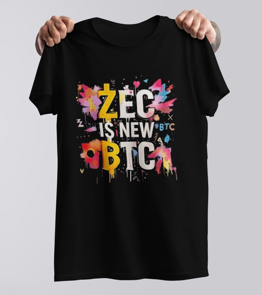 ZEC Is New BTC Cryptocurrency Zcash Bitcoin Colorful Paint Splash T-Shirt
